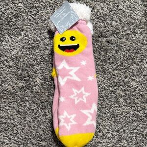 Kids Pink Star & Emoji Cozy Socks
